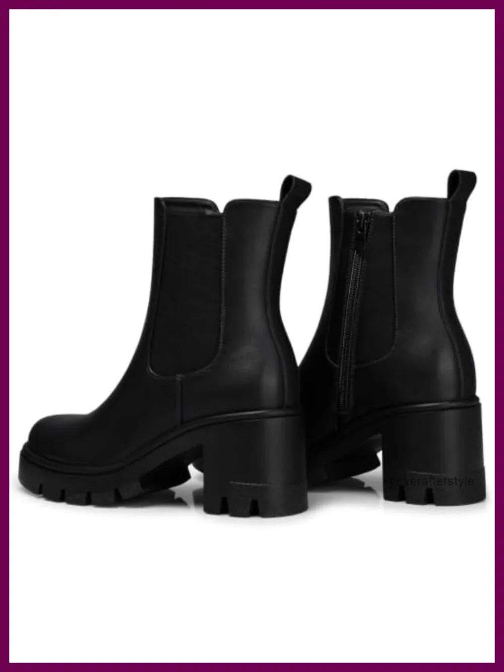 Women's Chelsea Ankle Boots Chunky Platform 2.9 Inch Heel PU Leather Lug Sole